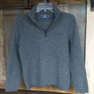 Vineyard Vines Shep and Ian Gray Wool Quarter Zip Pullover Sweater - Boy's Small
